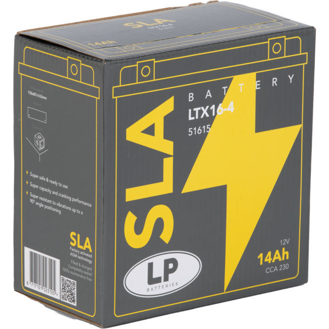 Landport (LP) SLA LTX16-4 motor accu 12 volt 14 ah (51615 - YTX16-4)
