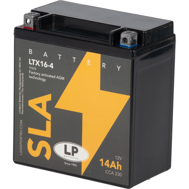 Landport (LP) SLA LTX16-4 motor accu 12 volt 14 ah (51615 - YTX16-4)