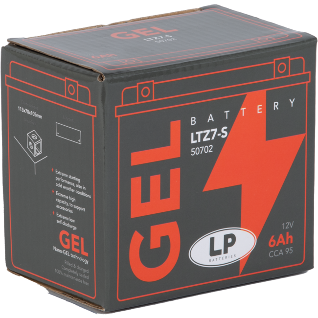 Landport (LP) LTZ7-S motor GEL accu 12 volt 6,0 ah (50702 - GTZ7-S)