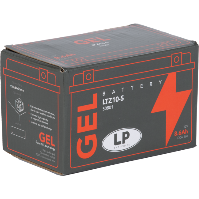 Landport (LP) LTZ10-S motor GEL accu 12 volt 8,6 ah (50801 - GTZ10-S)