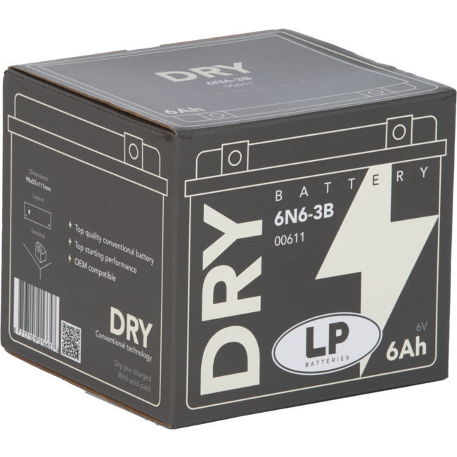 Landport (LP) 6N6-3B motor accu 6 volt 6,0 ah (00611 - MD 6N6-3B)