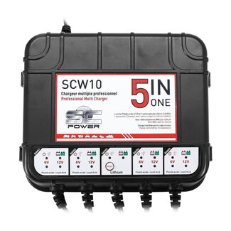 SC Power SCW10 acculader met 5 uitgangen van 2 ampère