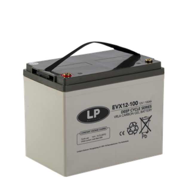 Landport (LP) 2x EVX12-100 AGM / GEL / Carbon accu's 12 volt 100 ah