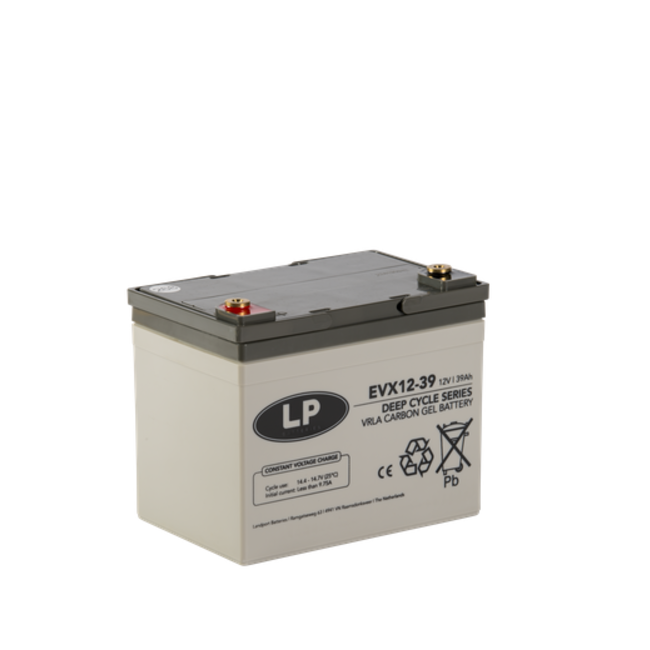 Landport (LP) 2x EVX12-39 AGM / GEL / Carbon accu's 12 volt 39 ah