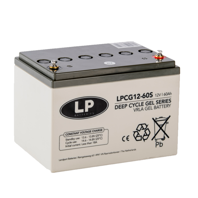 Landport (LP) 2x LPCG12-60 accu's 12 volt 60 ah + 6a Impuls II acculader