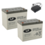 Landport (LP) 2x LPCG12-70 accu's 12 volt 70 ah + c-Go acculader 24v 8A