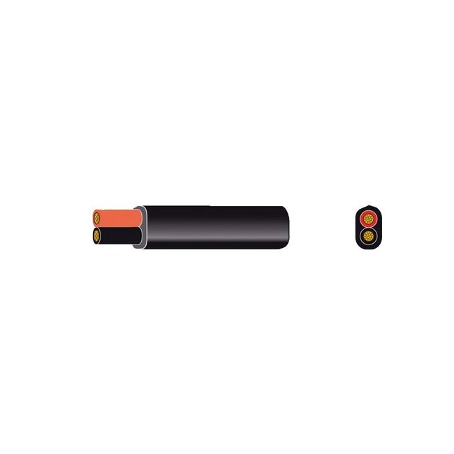 AMC Platte PVC kabel - ZWART - 2 x 1,50 mm² met rood/zwarte ader