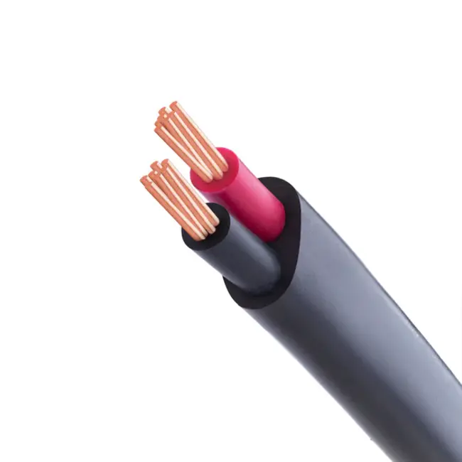 Oceanflex Platte PVC kabel - ZWART - 2 x 1,50 mm² met rood/zwarte ader