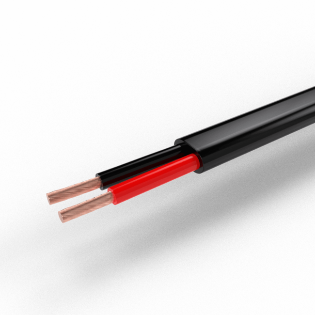 Oceanflex Platte PVC kabel - ZWART - 2 x 1,50 mm² met rood/zwarte ader