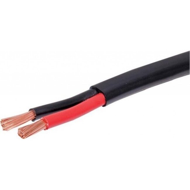 AMC Platte PVC kabel - ZWART - 2 x 2,50 mm² met rood/zwarte ader
