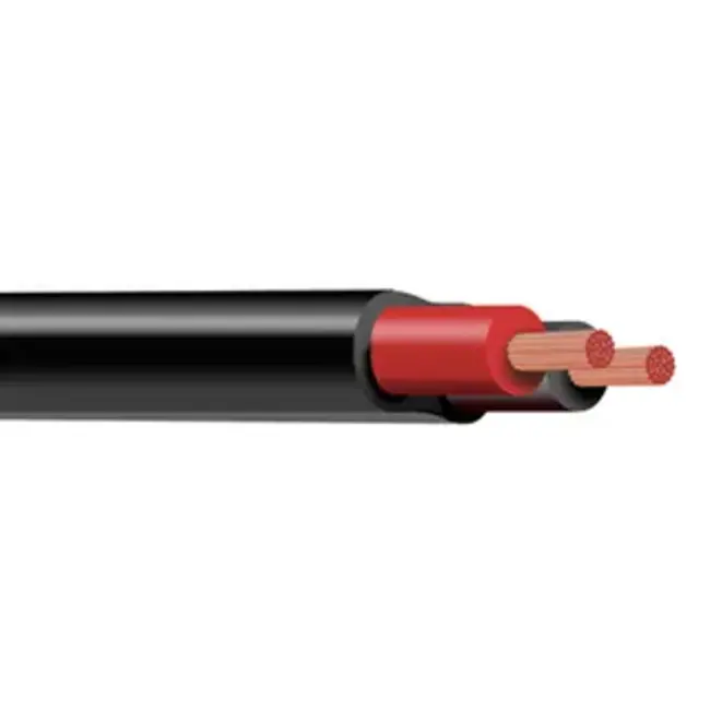 AMC Platte PVC kabel 30 meter - ZWART - 2 x 0,75 mm² met rood/zwarte ader