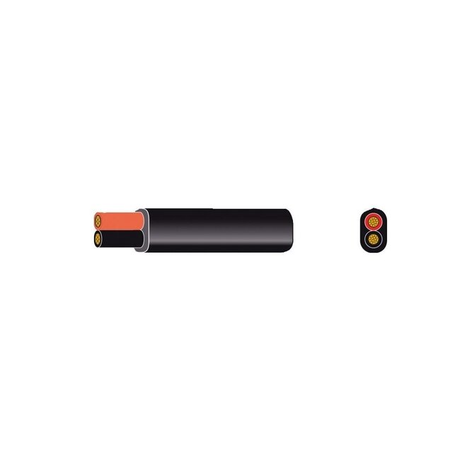 AMC Platte PVC kabel 30 meter - ZWART - 2 x 2,50 mm² met rood/zwarte ader