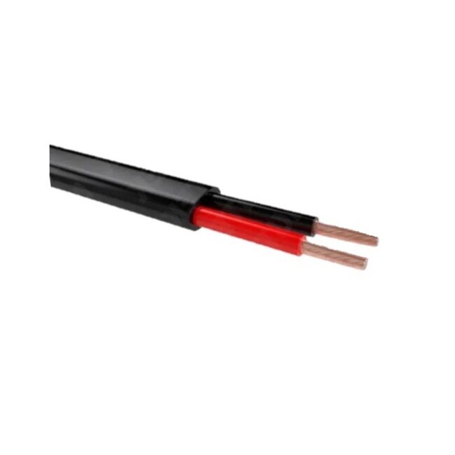 Oceanflex Platte PVC kabel - ZWART - 2 x 1,50 mm² met rood/zwarte ader