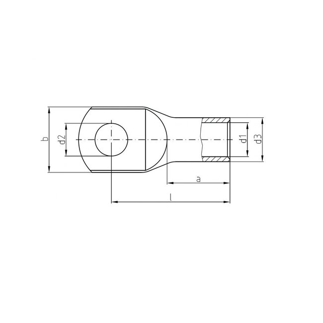 Intercable Buiskabelschoen met oog Ø M8 voor kabel 35 mm²