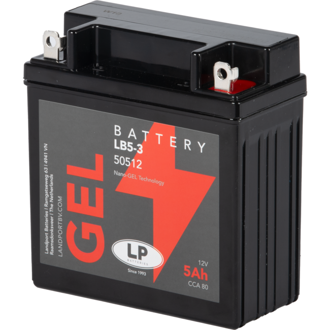 Landport (LP) LB5-3 motor GEL accu 12 volt 5,0 ah (50512 - LB5L-B)