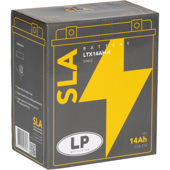 Landport (LP) SLA LTX14AH-4 motor accu 12 volt 14 ah (51412 - YTX14AH-4)