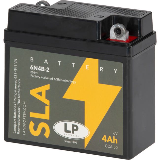 Landport (LP) SLA 6N4B-2 motor accu 6 volt 4,0 ah (00495)