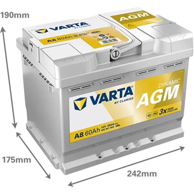 Varta Auto accu 12 volt 60 Ah Dynamic AGM type A8