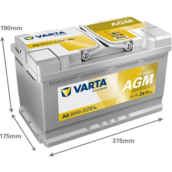 Varta Auto accu 12 volt 80 Ah Dynamic AGM type A6