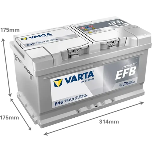 Varta Auto accu 12 volt 75 Ah EFB Dynamic type E46