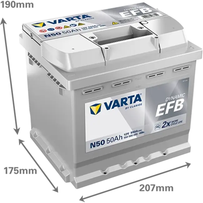 Varta Auto accu 12 volt 50 Ah EFB Dynamic type N50