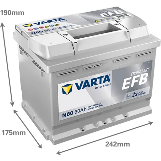 Varta Auto accu 12 volt 60 Ah EFB Dynamic type N60