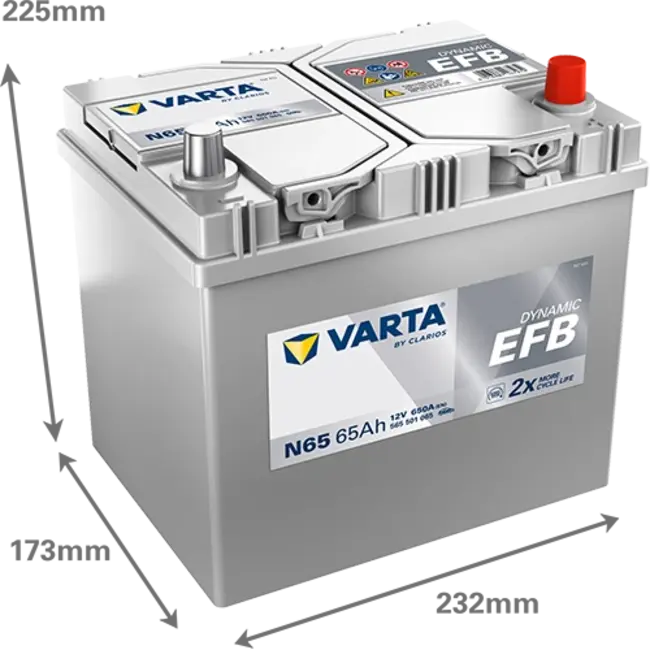 Varta Auto accu 12 volt 65 Ah EFB Dynamic type N65