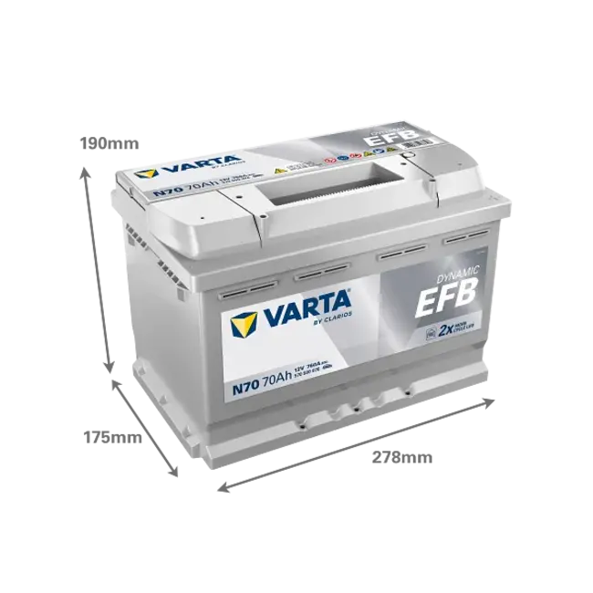 Varta Auto accu 12 volt 70 Ah EFB Dynamic type N70