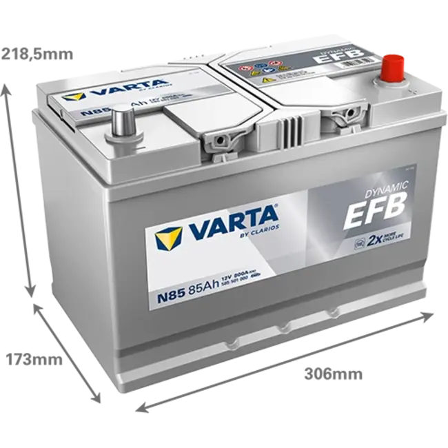 Varta Auto accu 12 volt 85 Ah EFB Dynamic type N85