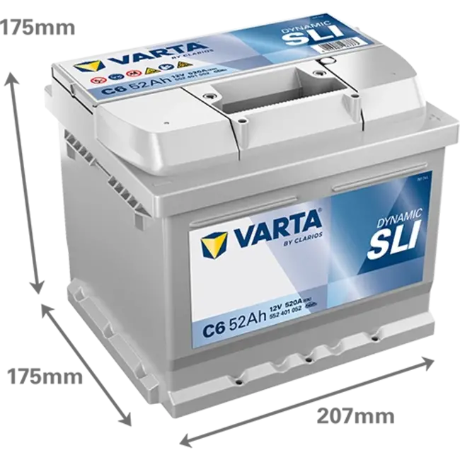 Varta Auto accu 12 volt 52 Ah SLI Dynamic type C6