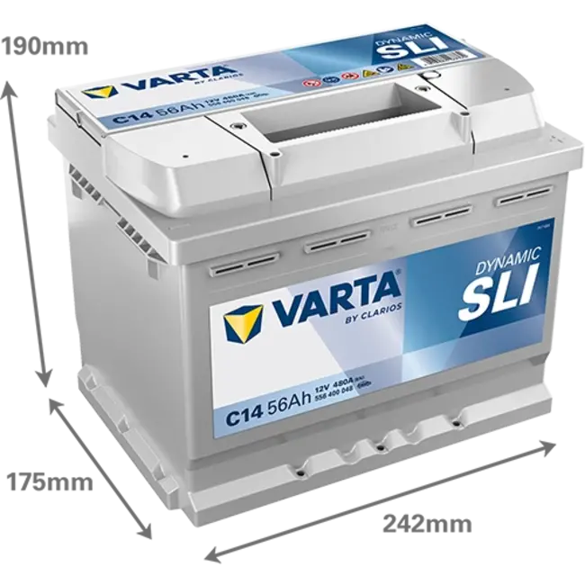 Varta Auto accu 12 volt 56 Ah SLI Dynamic type C14