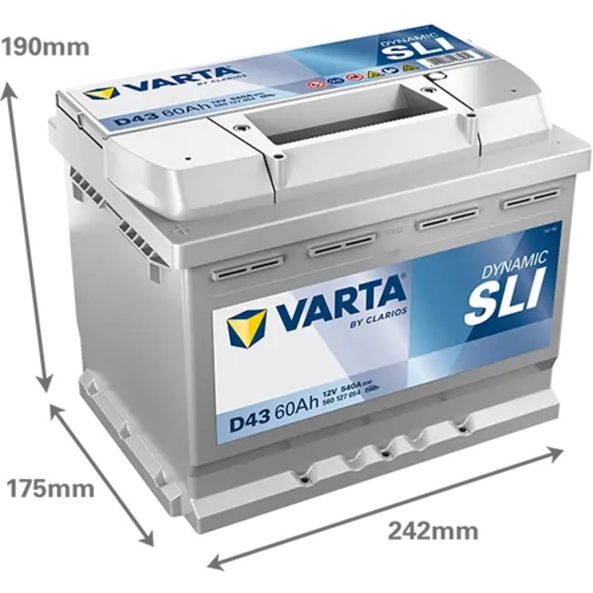Varta Auto accu 12 volt 60 Ah SLI Dynamic type D43