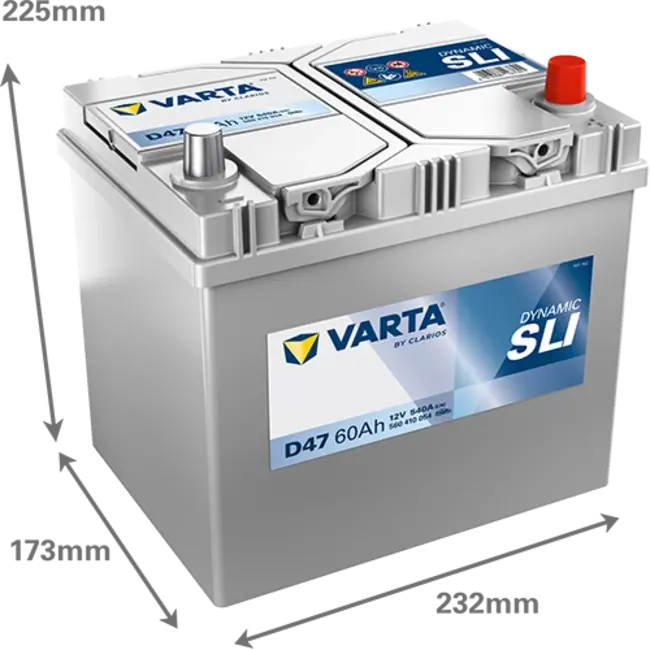 Varta Auto accu 12 volt 60 Ah SLI Dynamic type D47