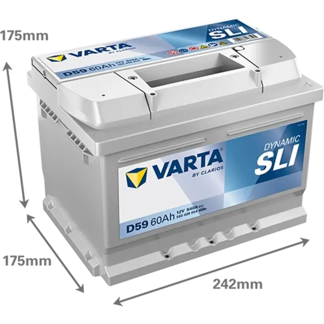 Varta Auto accu 12 volt 60 Ah SLI Dynamic type D59