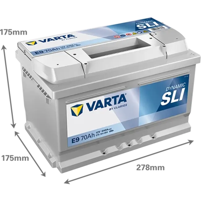 Varta Auto accu 12 volt 70 Ah SLI Dynamic type E9