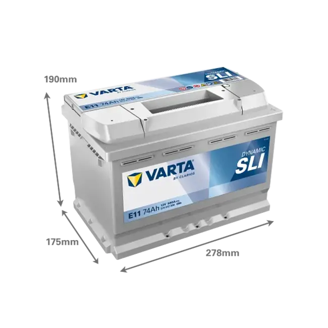 Varta Auto accu 12 volt 74 Ah SLI Dynamic type E11