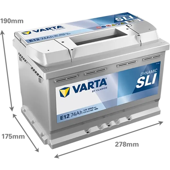 Varta Auto accu 12 volt 74 Ah SLI Dynamic type E12