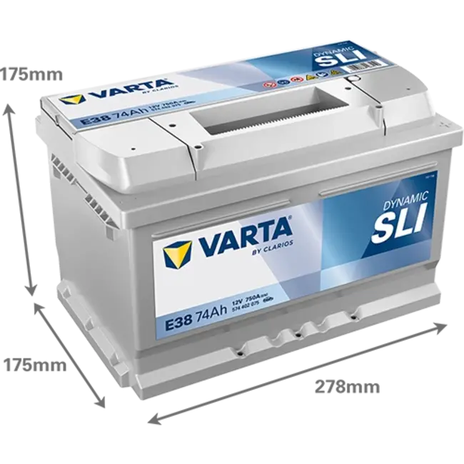 Varta Auto accu 12 volt 74 Ah SLI Dynamic type E38