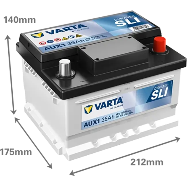 Varta Auto accu 12 volt 35 Ah SLI Dynamic type AUX1