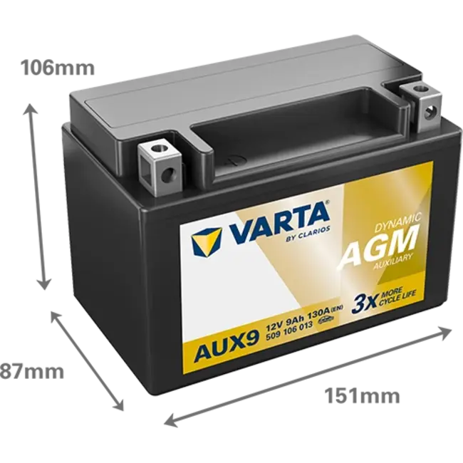 Varta Auto accu 12 volt 9 Ah AGM Dynamic type AUX9
