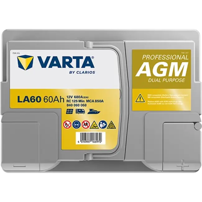 Varta LA60 AGM accu 12 volt 60 ah Dual Purpose