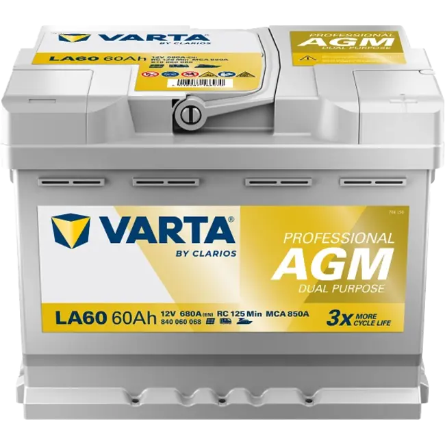 Varta LA60 AGM accu 12 volt 60 ah Dual Purpose