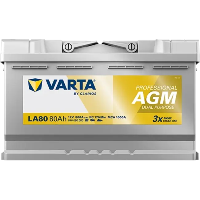 Varta LA80 AGM accu 12 volt 80 ah Dual Purpose