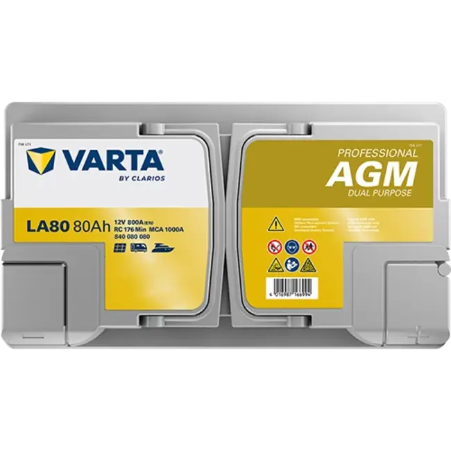 Varta LA80 AGM accu 12 volt 80 ah Dual Purpose