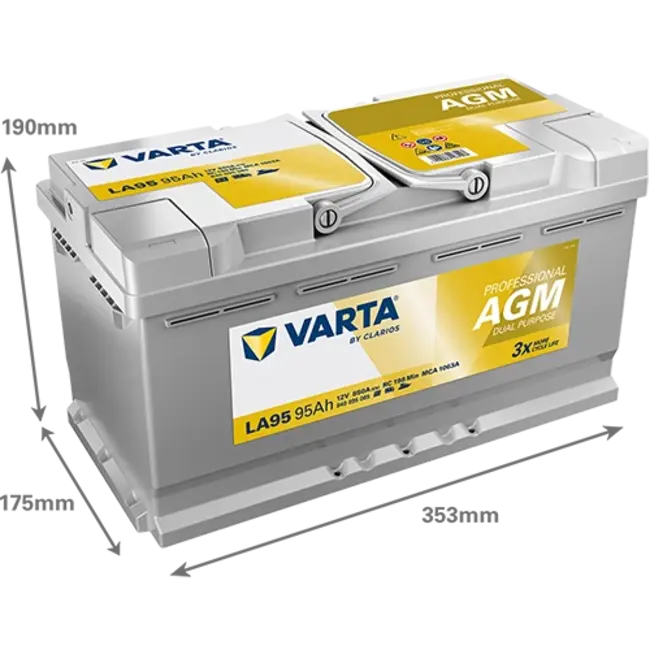 Varta LA95 AGM accu 12 volt 95 ah Dual Purpose