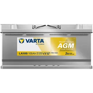 Varta LA105 AGM accu 12 volt 105 ah Dual Purpose