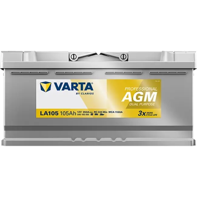 Varta LA105 AGM accu 12 volt 105 ah Dual Purpose
