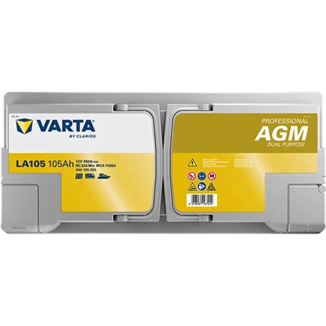 Varta LA105 AGM accu 12 volt 105 ah Dual Purpose