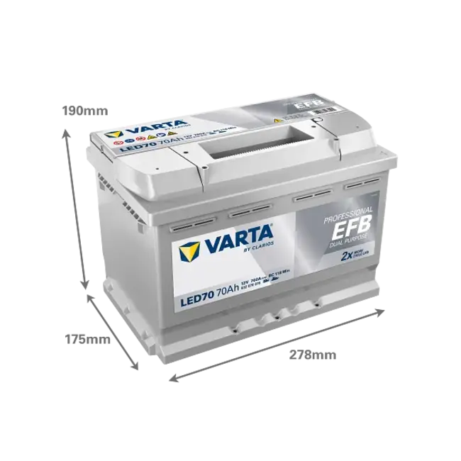 Varta LED70 accu 12 volt 70 ah Dual Purpose EFB