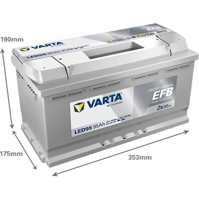 Varta LED95 accu 12 volt 95 ah Dual Purpose EFB